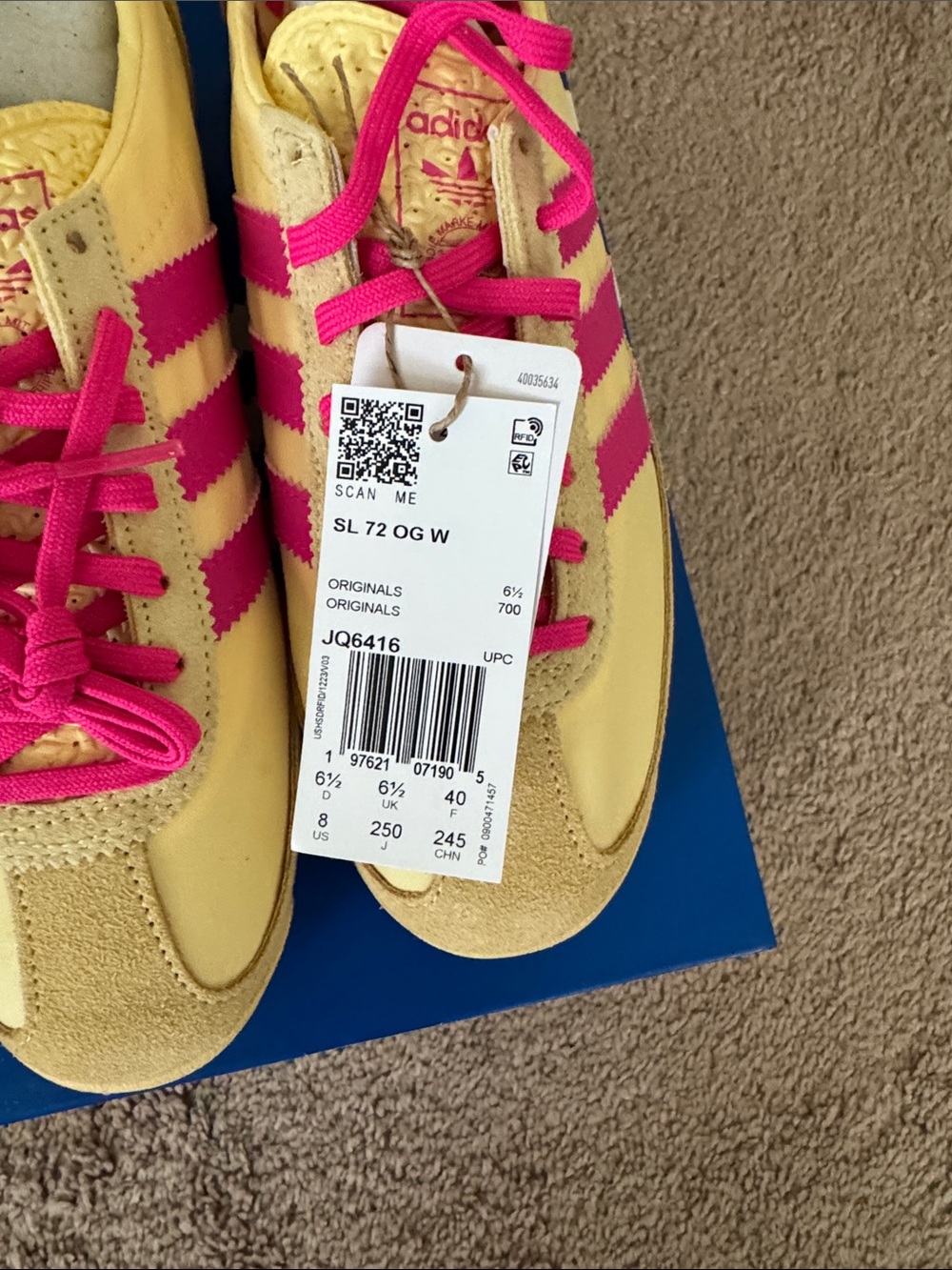 adidas Yellow and Pink SL 72 Retro Sneakers - Picture 2 of 9